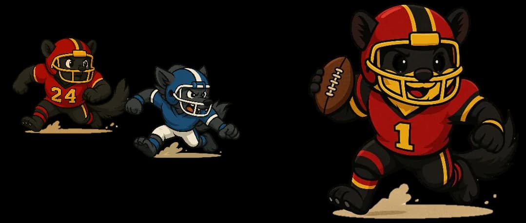 미식축구를 하는 담비 캐릭터